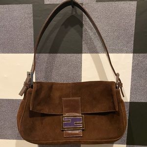 Authentic brown suede Fendi handbag